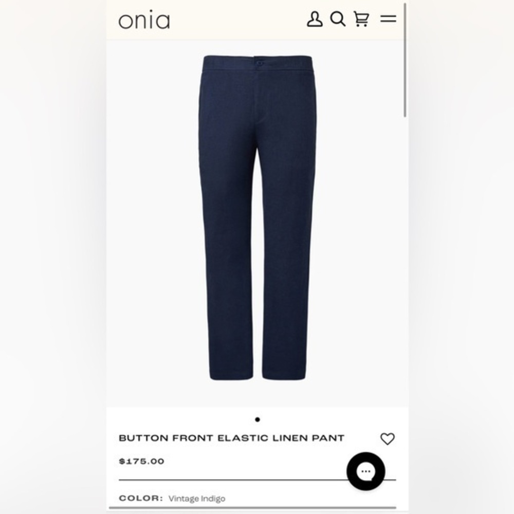 Onia The Button Front Elastic Linen Pant size XL